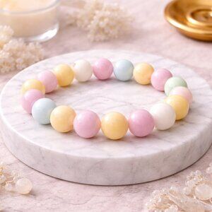 Natural Morganite Gemstone 10MM Beaded Stretch Bracelet Crystal Jewelry